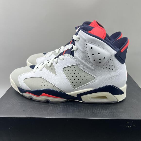 Air Jordan 6 Retro Tinker Shoes Men Size 9.5 White Grey Infrared Mid Sneakers main image 7